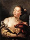 Giovanni Battista Tiepolo Famous Paintings - Woman with a Parrot